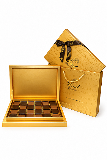 Hediyelik Madlen Kutu Çikolata - Gold Renk 450 Gr.