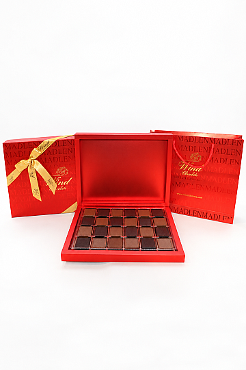 Hediyelik Madlen Kutu Çikolata - Kırmızı Renk 450 Gr. - 3