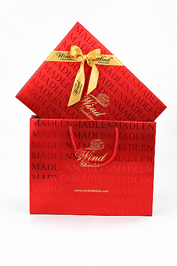 Hediyelik Madlen Kutu Çikolata - Kırmızı Renk 450 Gr. - 5