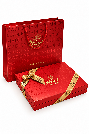 Hediyelik Madlen Kutu Çikolata - Kırmızı Renk 450 Gr. - 2