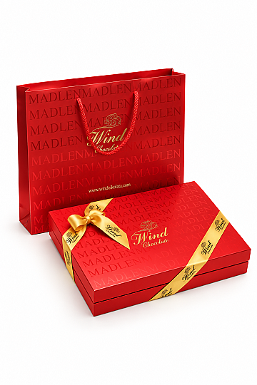 Hediyelik Madlen Kutu Çikolata - Kırmızı Renk 450 Gr.