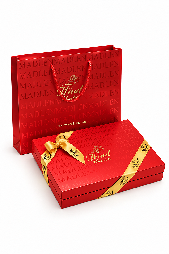 Hediyelik Madlen Kutu Çikolata - Kırmızı Renk 450 Gr. - 1
