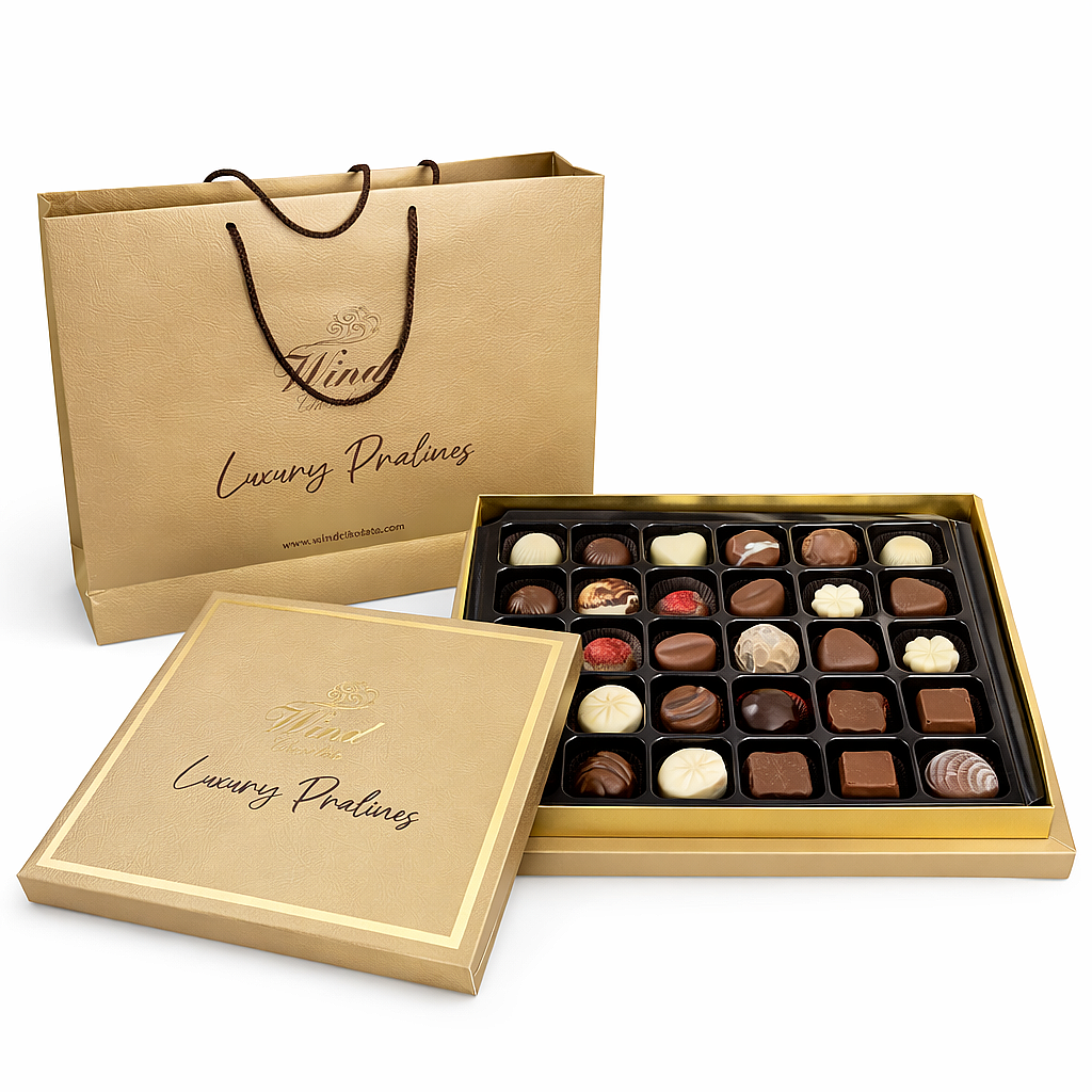 Premium Sipesiyal Hediyelik Belçika Çikolatası - Gold Renk Kutu 450 Gr.